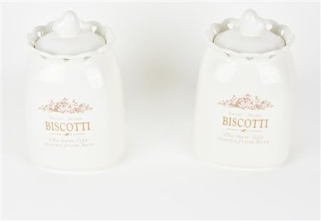 COPPIA DI BISCOTTIERE IN CERAMICA MONTEMAGGI cm 22x13x13 ciascuna