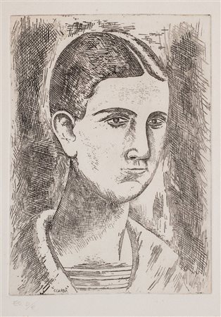 Carlo Carrà (Quargnento 1881-Milano 1966)  - Man's head, 1922