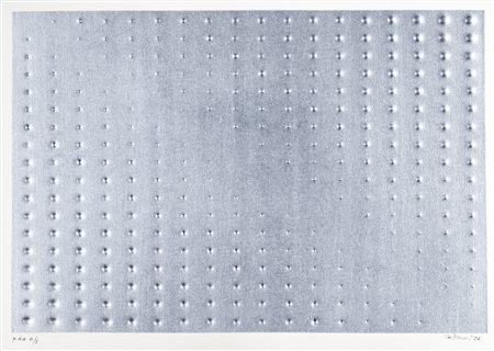 Enrico Castellani (Castelmassa 1930-Viterbo 2017)  - Superficie argento, 1974