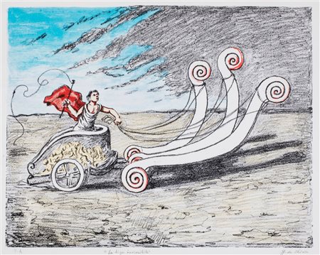 Giorgio de Chirico (Volos 1888-Roma 1978)  - La biga invincibile, 1972