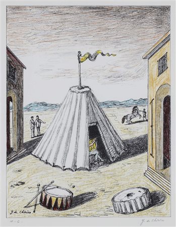Giorgio de Chirico (Volos 1888-Roma 1978)  - Solitudine della gente di circo, 1969