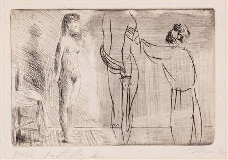 Giacomo Manzù (Bergamo 1908-Roma 1991)  - The painter and the model