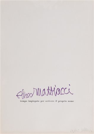 Eliseo Mattiacci (Cagli 1940-Fossombrone 2019)  - Tempo impiegato per scrivere il proprio nome, 1971