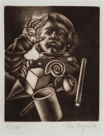 Peter Nagel (Kiel 1941)  - Child with games, 1981