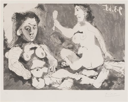 Pablo Picasso (Málaga 1881-Mougins 1973)  - Femmes nues au miroir, 1965
