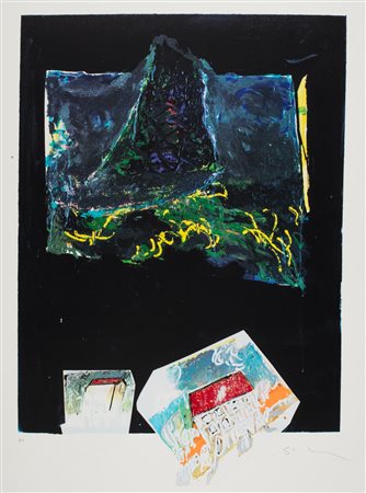 Mario Schifano (Homs 1934-Roma 1998)  - Volcano and houses