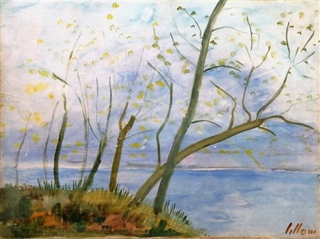 Umberto Lilloni “Paesaggio col fiume” 1960
