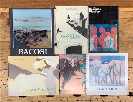 ARTISTI FIGURATIVI ITALIANI - Lotto unico di 6 cataloghi (Migneco, Brindisi, Bacosi, Salvadori, D'Accardi):