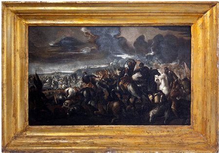 Matteo Stom ( Verona 1643-1702). Battaglia tra milizie cristiane e turche. Cm...