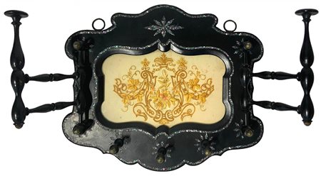 Appendiabiti, Sicilia, XIX secolo. In legno nero ebanizzato con intarsi di...