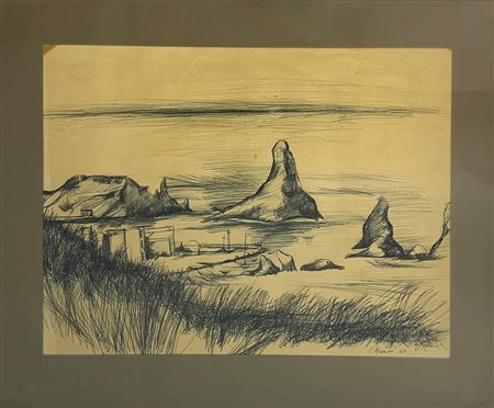 Santo Marino (Militello Val di Catania 1924-1991). Acitrezza. 33x45, Disegno...