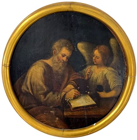 Pittore della seconda metà del XVIII Secolo. Tondo con San Matteo e l’Angelo....