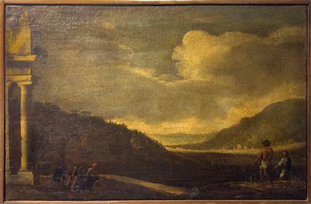 Ambito di Nicolò Codazzi (Napoli 1642-Genova 1693). Paesaggio con rovine....