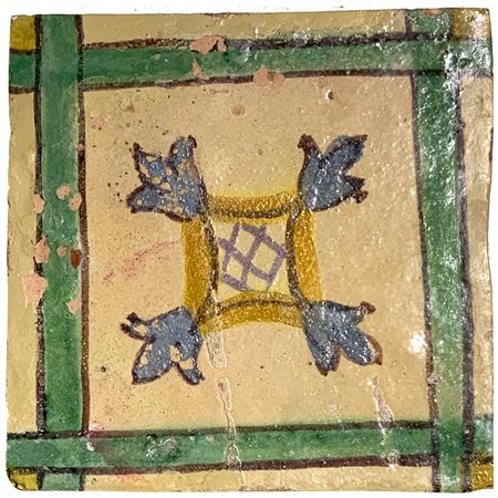 Piastrelle Burgio, Agrigento, Sicilia, XIX Secolo. Cm 19x19. Disponibilità 22 pz