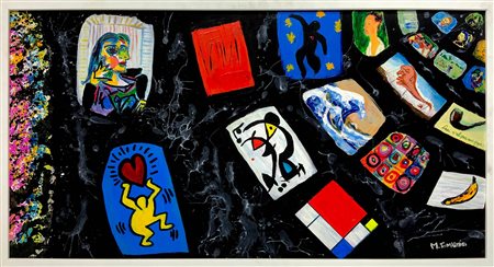 Tomarchio Marco (Scordia,1980). Omaggio. 42x82, acrilico su legno. Firmato in...