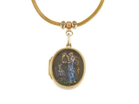 COLLANA CON PENDENTE PORTA-RICORDI IN ORO GIALLO E ARGENTO la catena...