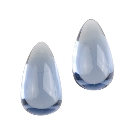 COPPIA DI BERILLI MAXIXE CT 28.90 E 29.13 di forma a goccia taglio cabochon,...