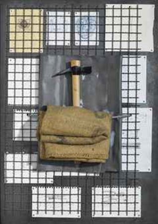 Jannis Kounellis (N. 1936) Senza titolo piombo, martello, sacco di juta, cavo...