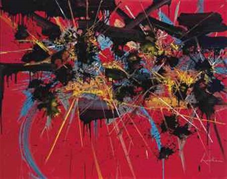 Georges Mathieu (N. 1921) Exil eclatant firmato G. Mathieu (in basso a...