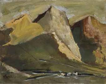 Mario Sironi (1885-1961) Montagne firmato Sironi (in basso a sinistra) olio...