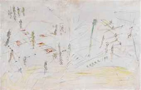 Matta (1911-2002) Senza titolo olio e pastelli su tavola cm 44,7x70 Eseguito...