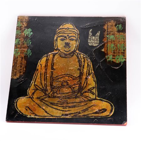 TAVOLA DECORATA IN LEGNO dim. cm 30x30