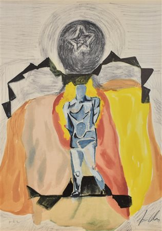 Sandro Chia SENZA TITOLO litografia su carta, cm 75x54; es. prova d'autore...