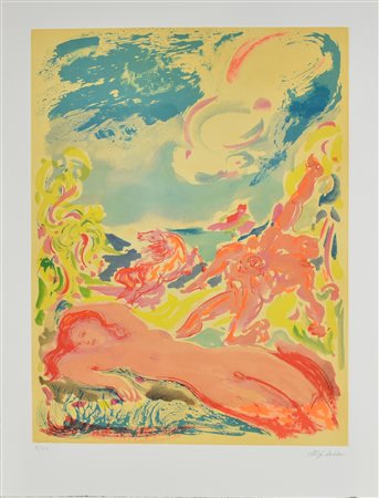 Aligi Sassu SENZA TITOLO incisione su carta, foglio cm 76x56, battuta cm...