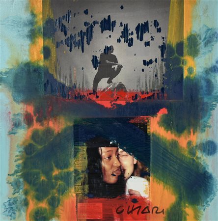 Giuseppe Chiari CON NAOMI DIMENTICA DEMI? tecnica mista e collage su tavola,...