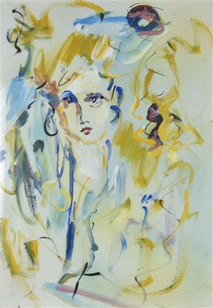 Ernesto Treccani FIGURA tecnica mista su tela, cm 70x50 sul retro: firma e...