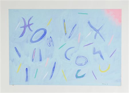 Renzo Nucara SENZA TITOLO tecnica mista su cartoncino, cm 38,5x59 sul fronte:...