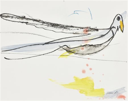 Walter Fusi SENZA TITOLO tecnica mista su carta, cm 16,5x20 firma e data sul...