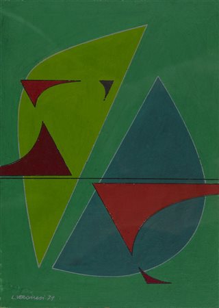 Luigi Veronesi COMPOSIZIONE OS12 olio su cartone telato, cm 20x14 firmato e...