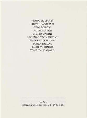 Artisti vari FESTIVAL NAZIONALE LIVORNO F.G.C.I. cartella di grafica...
