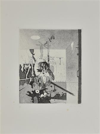 Gianfranco Ferroni SENZA TITOLO incisione su carta, foglio cm 53x40, battuta...