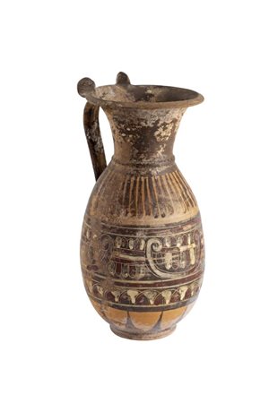 OLPE A ROTELLE ETRUSCO CORINZIA DATAZIONE: 630-600 sec. a. C. MATERIA E...