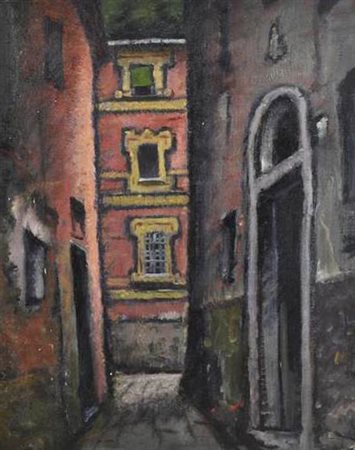 Enrico Allimandi CASE DI REVIGLIASCO olio su cartone telato, cm 45x35...