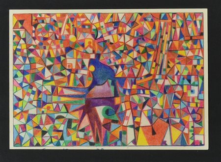 Enzo Branca SENZA TITOLO matite colorate su carta, cm 11x15 sul retro: firma...