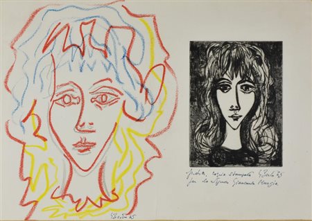 Gianpaolo Berto RITRATTI pastelli e incisione su carta, cm 35x50 sul fronte:...