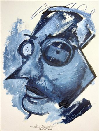 Cristiano Quagliozzi VOLTO tecnica mista su cartone, cm 32x24 firmato e...