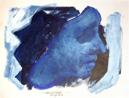 Cristiano Quagliozzi VOLTO tecnica mista su carta, cm 24x32 firmato e datato...