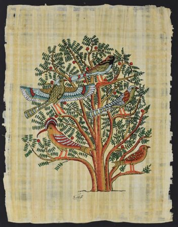 Ignoto PAPIRO EGIZIANO tecnica mista su papiro, cm 45x35 sul fronte: firma