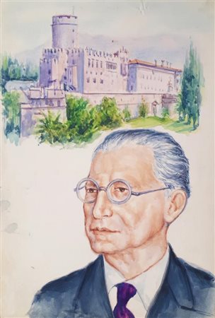 Anonimo BOZZETTO PER CARTOLINA COMMEMORATIVA tecnica mista su carta, cm...