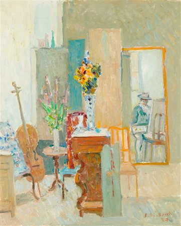 FRANCESCO DE ROCCHI (1902-1978) - Interno col pittore, 1973-1974