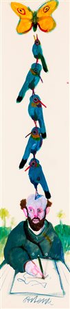 ANTONIO POSSENTI (1933-2016) - Un pittore 5 uccelli e 1 farfalla, 2004