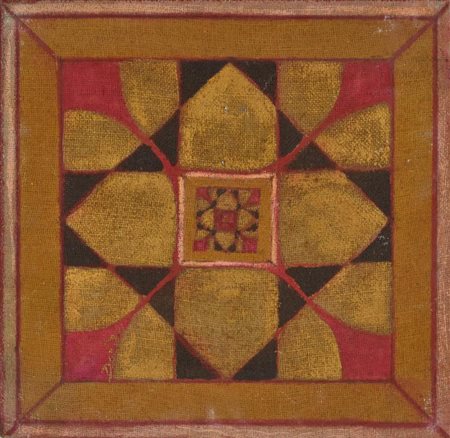 Dando SENZA TITOLO tecnica mista su tela grezza applicata su tavola, cm 52x53...