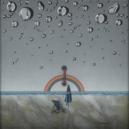 Elio Torriero L'ULTIMO GIORNO DELLA STAGIONE tecnica mista su tavola, cm...