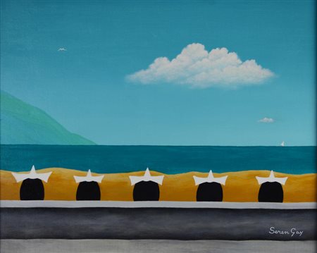 Domenico Seren Gay MEDITAZIONE olio su tela, cm 40X50 firmato sul retro:...