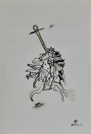 Guido De Bonis SENZA TITOLO china su carta, cm 34x23,5 sul fronte: firma