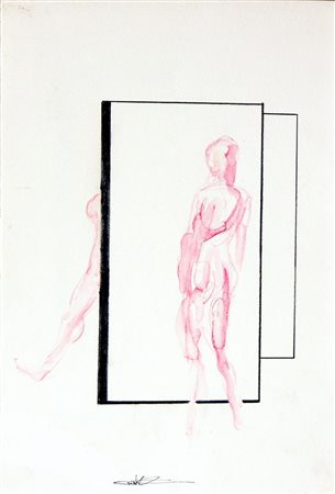 Cristiano Quagliozzi FIGURE tecnica mista su carta, cm 36x25 firmato sul...